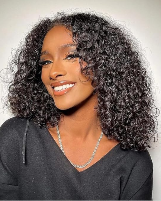 Sheβs Girlie - #1B Glueless Wear-And-Go Deep Wave Bob Brazilian Human Hair Wig