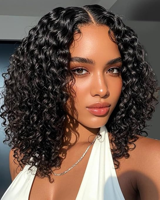 She’s Girlie - #1B Glueless Wear-And-Go Deep Wave Bob Brazilian Human Hair Wig
