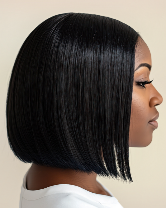 She Means Business - #1B Glueless Wear-And-Go Bob Brazilian Human Hair Wig